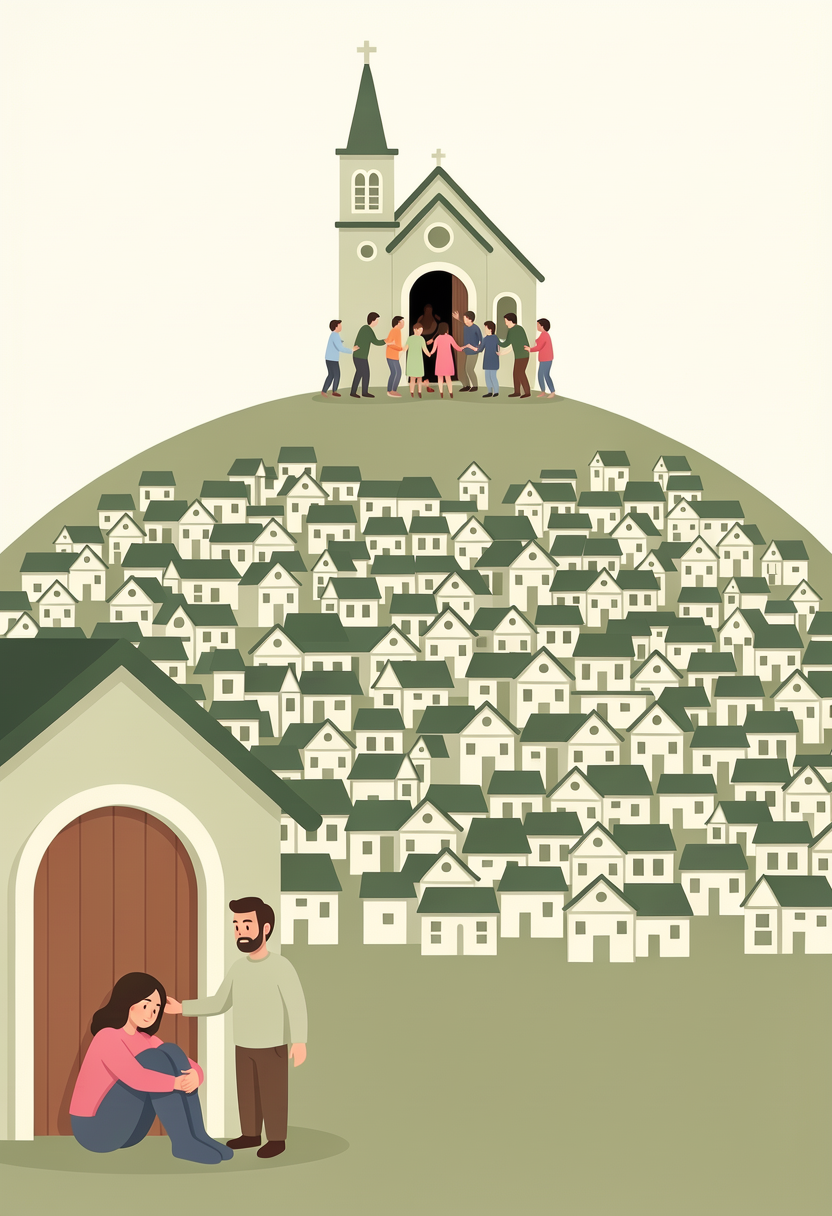 A shepherd caring for their flock
